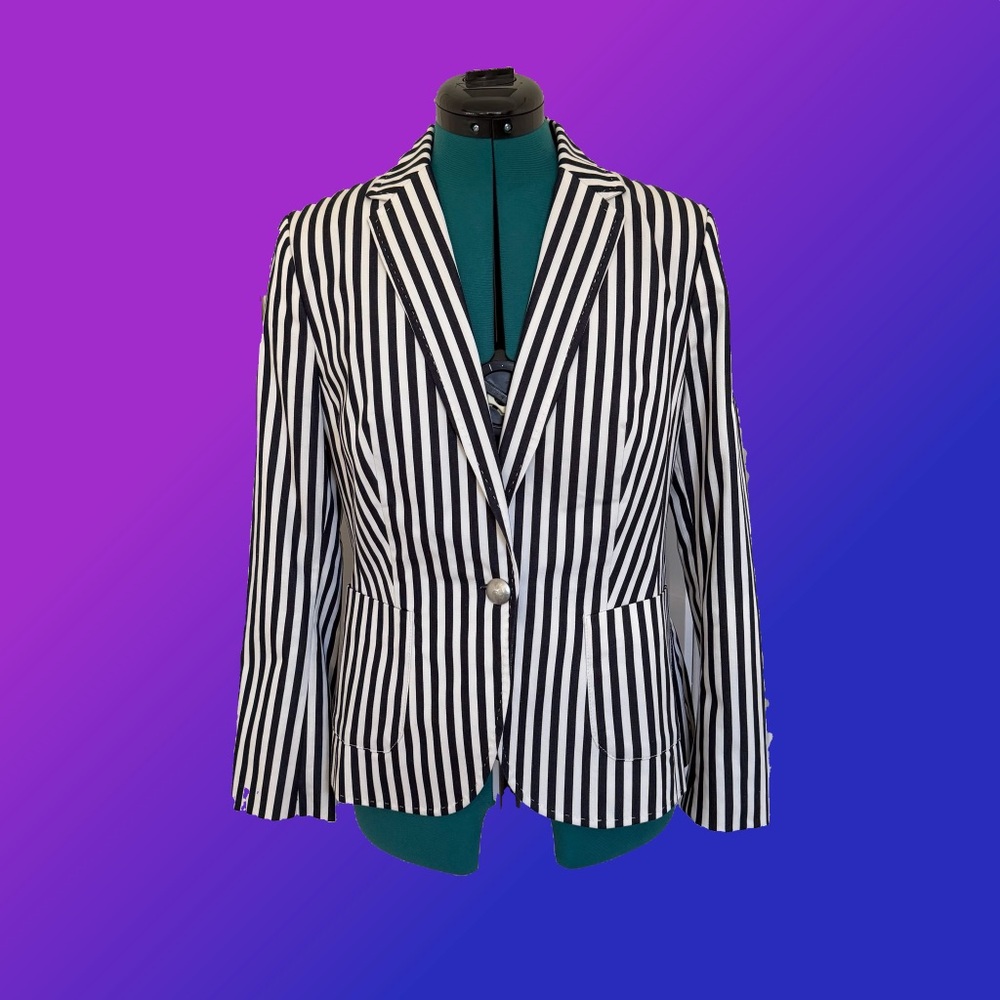 Black & White Striped Women's Blazer